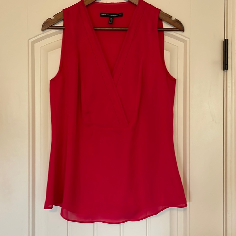 White House Black Market bright pink sleeveless top.